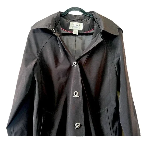 London Fog Trench Coat Women M Brown Removable Hood Lightweight Classic Neutral - Picture 4 of 13